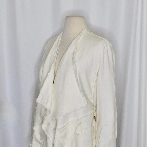 FREE PEOPLE Linen Raw Femme Draped Jacket Off-White Eggshell Cream X-Small - Picture 7 of 14